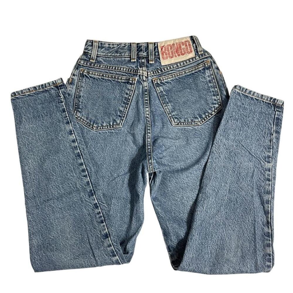 Vintage Bongo Jeans womens 23 Blue Stone Wash High Rise Tapered Denim USA 90s
